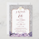 Search for purple and silver sweet 16 invitations Floral