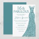Search for teal sweet 16 invitations Gown