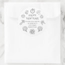 Search for new years party stickers Black and white