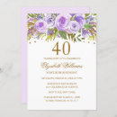Search for purple gold 40th birthday invitations Floral