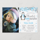 Search for penguin boy birthday invitations Winter onederland