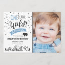 Search for wild things 1st birthday invitations Boy first birthday