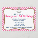 Search for girls nautical birthday invitations Stripes