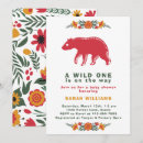 Search for colourful flowers baby shower invitations Wild one