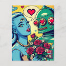 Search for retro robot postcards Woman