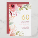 Search for pink and gold 60th birthday invitations Botanical