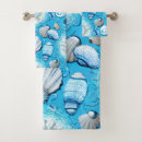 Search for blue seashells bath towels Ocean