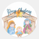 Search for jesus in the manger stickers Watercolor