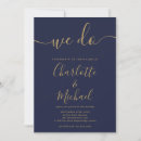 Recherche de nuit mariage invitations Bleu nuit et or