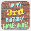 Recherche de 3 ans autocollants Anniversaire heureux