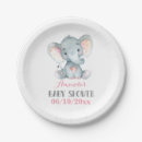 Search for elephant baby shower plates Pink