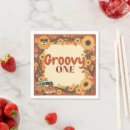Search for 70s retro napkins First birthday