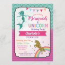 Search for unicorn and mermaid birthday invitations Under the sea