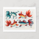 Recherche de poissons rouges cartes postales Peinture