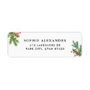 Search for holly and pine return address labels Watercolor
