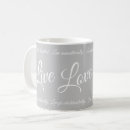Search for grey and white mugs Script typography