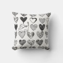 Recherche de dessin de coeur coussins Noir et blanc