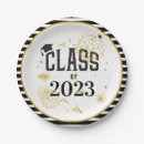 Search for graduation party plates Black and gold