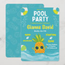Search for pineapple pool party invitations Blue