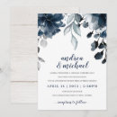 Search for floral bouquet wedding invitations Navy blue