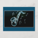 Recherche de saxophone cartes postales Bleu