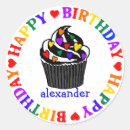 Search for rainbow cupcake stickers Happy birthday