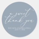 Search for blue round wedding stickers Script calligraphy
