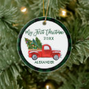 Search for green truck ornaments Modern brush script