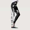 Search for music notes leggings Black and white