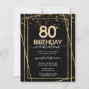 Search for black and gold 80th birthday invitations Party