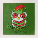 Recherche de dessin hibou puzzles Noël