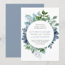 Search for floral circle wedding invitations Dusty blue