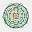 Recherche de mandala bleu autocollants Rond