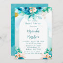 Search for teal blue bridal shower invitations Botanical