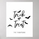 Search for or treat posters Black and white