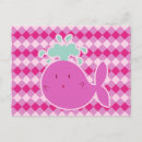 Search for cute cartoon whale postcards Pink