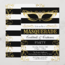 Recherche de masque mascarade invitations Noir et or