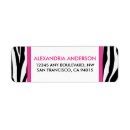 Search for pink zebra return address labels Funky