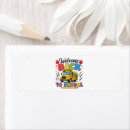 Search for bus return address labels Yellow school bus