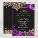 Search for purple black and gold invitations Glitter