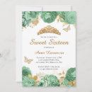 Search for gold green sweet 16 invitations Tiara