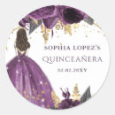 Search for purple and gold princess stickers Mis quince