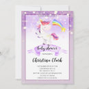 Search for unicorn baby girl shower invitations Purple