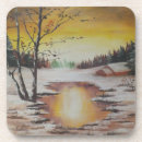 Search for winter snow scene coasters Forest