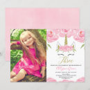 Search for unicorn 3rd birthday invitations Girl third birthday