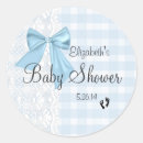 Search for blue and white gingham stickers Baby shower