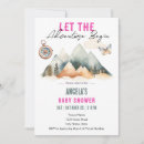 Search for the adventure begins baby shower invitations Mountain