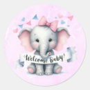 Search for pink grey elephants baby shower stickers Baby girl