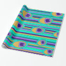 Search for gold feathers wrapping paper Turquoise