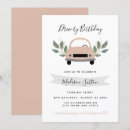 Search for pink car birthday invitations Drive by birthday